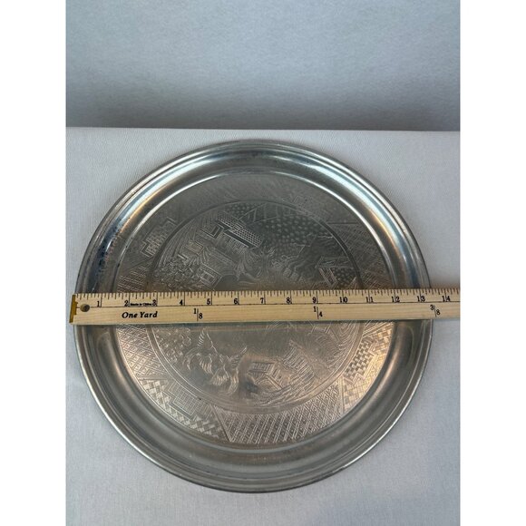 Vintage Swan Brand Willoware Aluminum Tea Set Tray Asian Landscape - Picture 12 of 12